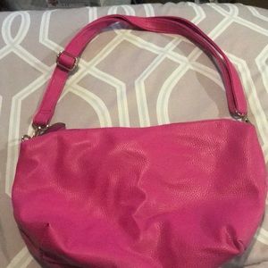 Hot pink leather crossbody bag